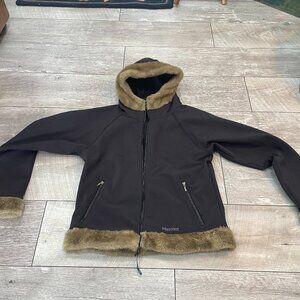 Marmot Furlong women's softshell jacket faux fur trim L